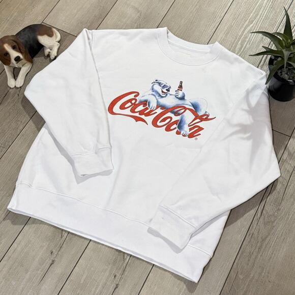 Abercrombie & Fitch Tops - Abercrombie & Fitch Coca-Cola Sunday Crewneck Sweatshirt Soft Polar Bear Size L